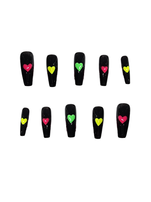 "Puffy Neon" Hearts Set